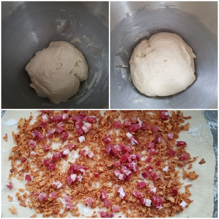 Zubereitung Herzhaftes Käse-Schinken-Zwiebel Brot