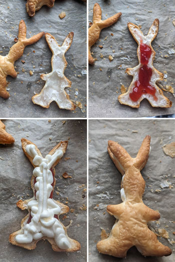 Osterhasen nach dem Backen gefüllt