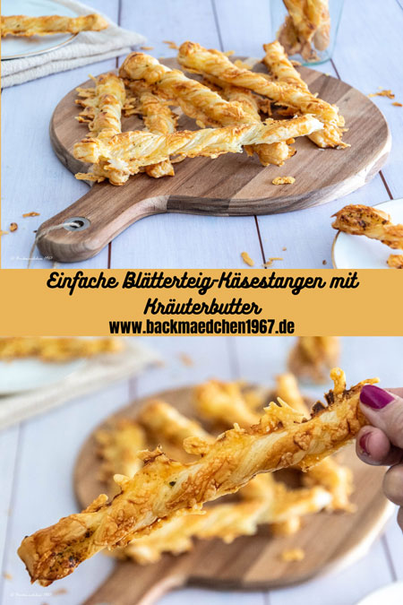 Blätterteig-Käsestangen mit Kräuterbutter
