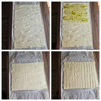 Blätterteig-Käsestangen mit Kräuterbutter Zubereitung vor dem Backen